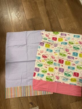 Multicolor Camera Print & Lavender Pillowcases - Set of 2